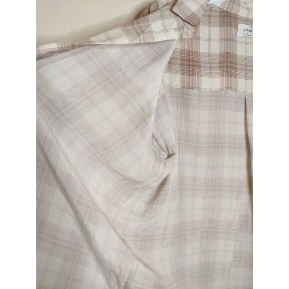 Aritzia Wilfred Alma Brown and Cream Silk Plaid Button Down Shirt Women's Size S - Picture 13 of 13